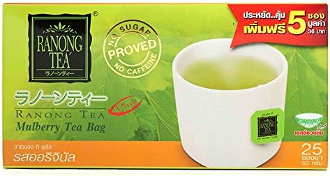 Ranong Tea Plus, Mulberry Tea Bag, Original, 50 g (Pack of 1)