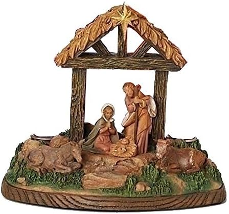 Fontanini by Roman Advent Candle Holder, Features The Holy Family and Barn Animals, 6.75 by 6-Inch by Fontanini by Roman
