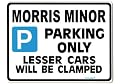 Morris Minor Parking Sign - Gift for 1000 1100 Traveller car models - Size Large 205 x 270mm