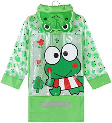 Pink Cookies Children's Lovely Cartoon Animal PVC Hooded Raincoat (M, Green frog)
