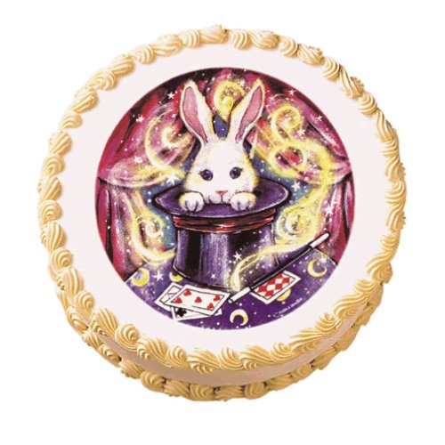 Magic Rabbit in Hat Hocus Pocus Cake Decorating, 1 Do-It-Yourself Edible Cake Art Image by Lucks
