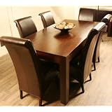 Dakota 160cm Dining Table with 6 Chairs Dark Shade