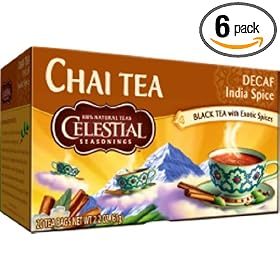 Celestial Seasonings Chai Tea, Decaf India Spice, 20-Count Tea Bags (Pack of 6)
