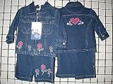 Infant Girls Sizes 12M/18M/24M Cotton Denim Embroidery Jacket 2-PC Sets. (Prepack=24 Sets Assorted Sizes, Each $8.00)