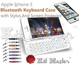 IPhone 5 KitMaster ® rétroéclairé Clavier sans fil Bluetooth ultra-mince affaire Clavier QWERTY complet - blanc avec Gratuit Protecteur d'écran et stylet