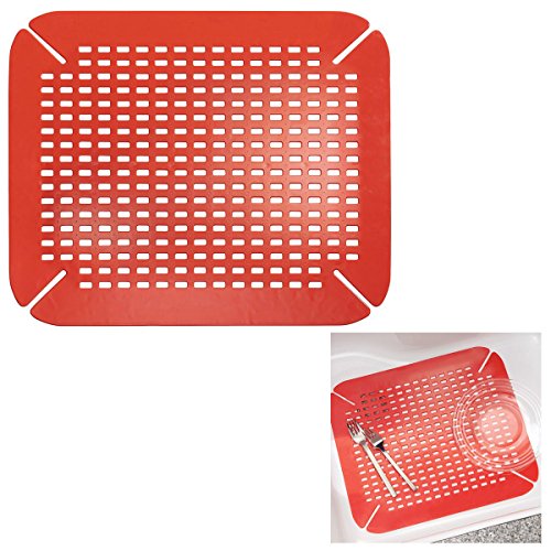 Kitchen Sink Mat Adjustable Contour Size, Red
