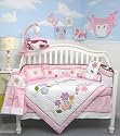 SoHo Victorian Flower Tree Crib Nursery Bedding Set 10 pcs **Reversible Into Morden Pink & Brown Polka Dot Designs !**