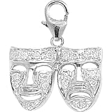 14K White Gold Diamond Comedy & Tragedy Charm