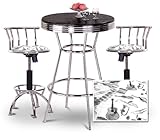 Chrome Bar Table & 2 Chrome Adjustable 24"-29" Musical Instrument Band Fabr ....