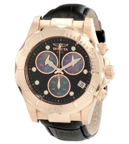 Invicta Men's 1723 Pro Diver Elite Chronograph Black Leather Watch