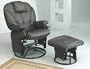 Knitted Pillow Style Plum Leatherette Swivel Glider Rocking Chair w/Ottoman