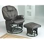 Knitted Pillow Style Plum Leatherette Swivel Glider Rocking Chair w/Ottoman