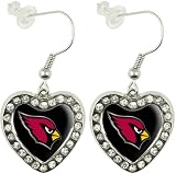 NFL Arizona Cardinals Crystal Heart Earrings with Team Logo