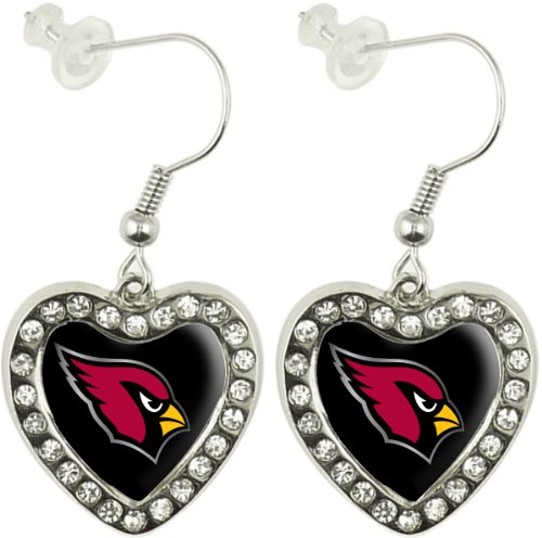 NFL Arizona Cardinals Crystal Heart Earrings with Team Logo