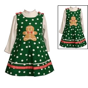 Bonnie Jean Toddler Girls 2T 4T 2 Piece GREEN WHITE SPLIT FRONT GINGERBREAD DOT Christmas Holiday Jumper Dress Set 51%2BTI EQmdL. AA280 Bonnie Jean Toddler Girls 2T 4T 2 Piece GREEN WHITE SPLIT FRONT GINGERBREAD DOT Christmas Holiday Jumper Dress Set
