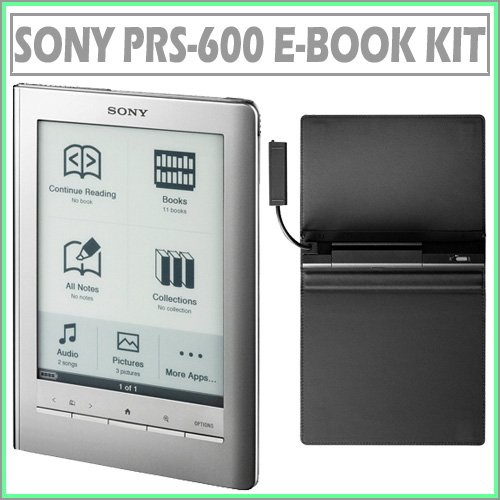 Sony PRS-600 Electronic Book Reader in Silver With Sony Premium Protective Cover w/ Built-in Reading Light