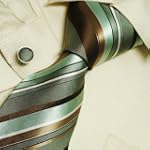 Green striped designer mens ties brown boyfriend gift fashion silk neck tie cufflinks set 5005
