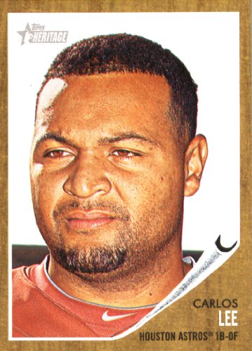 2011 Topps Heritage Baseball Card # 23 Carlos Lee - Houston Astros - MLB Trading Card in Screwdown Case