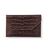 Crocodile Embossed Leather Fold-Over Business Card Case Crocodile Embossed Leather Fold-Over Business Card Case