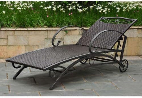 International Caravan Valencia Resin Wicker/Steel Multi Position Single Chaise Lounge