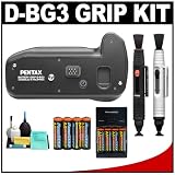 Pentax - Pentax D-BG3 Battery Grip for Pentax K200D Digital SLR Camera with LensPen Lens & LCD Cleaning Systems + Charger with 8 NiMH Batteries + 6-Piece Cleaning Kit