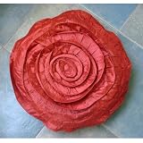 Rust Rose - 18 Inches Round Throw Pillow Covers - Crushed Silk Pillow Cover with Ruffles