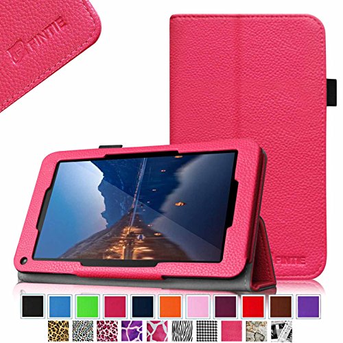 Astro Queo A712 Case - Fintie Folio Premium Vegan Leather Cover with Stylus Holder for Astro Queo A712 (NEW) 7" Dual Core Android 4.4 Kitkat Tablet, Magenta