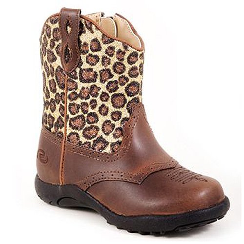 Roper Girls Brown Glitter Leopard Cowboy Boots Infant Toddler 2-8