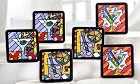 New Romero Britto Coasters Cocktail Martini Set of 6 Beer Drinks Party Gift Home
