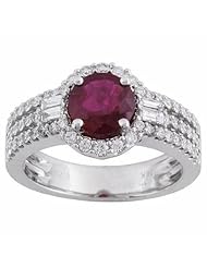 18K White Gold Ruby and Diamond Ring -- LIFETIME WARRANTY