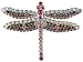 Jewelry : 18KW Assorted Sapphire Cabachon & Champagne Diamond Dragonfly Broach
