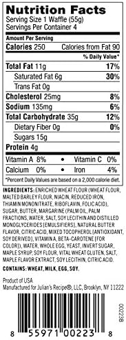 Julians Recipe Natural Belgian Butter Waffle with Maple, 7.8 Ounce -- 12 per case.
