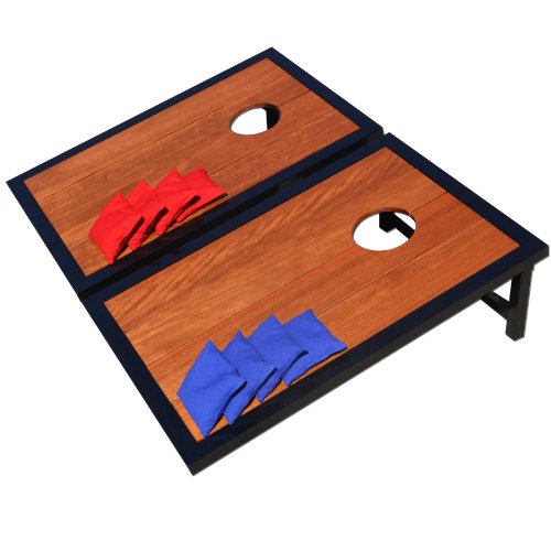 Go Pong Premium Hardwood Outdoor CornHole Set with Aluminum Frame, 3 x 2-Feet, Black On Sale