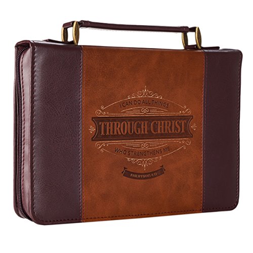 "Through Christ" Two-tone Bible / Book Cover - Philippians 4:13 (Medium)