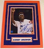 Corey Brewer Autographed Florida Gators Framed 8 x 10 Net Photograph with 06-07 Champs Inscri
