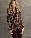 Tommy Hilfiger Riding Long Sleeve Plaid Flounced Shirt