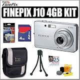 Fujifilm Fuji Finepix J10 8.2MP Digital Camera (Silver) + 4GB Accessory Kit
