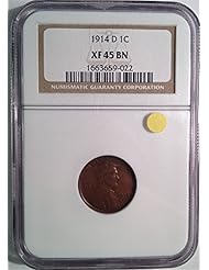 Coins: 1914 D Lincoln Wheat Cent NGC XF-45