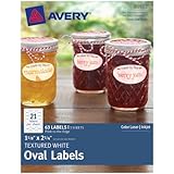 Avery Textured Oval Labels White, 1.125 x 2.25 Inches, Pack of 63 (80502)