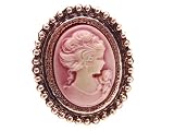 Stunning Brass Tone Vintage Inspired Victorian Lady Cameo Pink Pearl Custom Ring