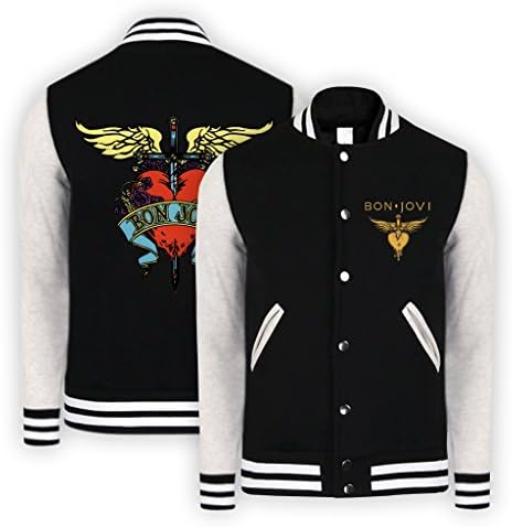 Aulmau Students Band Bon Jovi Logo Baseball Jacket Black Small