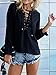 Persun Women's V-neck Lace Up Front Split Side Plain Blouse Top