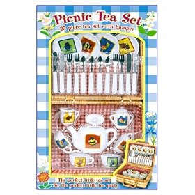 (Toyrific) Teddy Bear Picnic Porcelain Tea Set & Hamper (25 Piece)