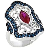 Sterling Silver Hot Pink Cz Filagree Ring