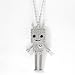 Crystals Embedded Silver Plated Smiling Square Robot with Antenna Necklace
