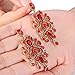 BriLove Antique-Gold-Toned Dangle Earrings Women's Vintage Style Bridal Crystal Drop Hollow Filigree Chandelier Earring Ruby Color