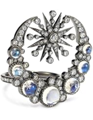 Colette Steckel "Galaxia" 18k Gold Crescent and Starburst Ring, Size 7