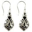 Handmade Black Onyx Beaded Earrings With Filigree Design & Sterling Silver