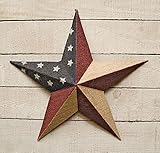 Burlap Americana Barn Star - 18" Dimensional Metal Americana Flag Star - Primitive Country Rustic