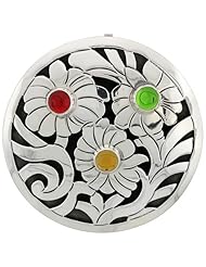 Sterling Silver Brooch / Pendant Assorted colors Beads, 2 inch tall